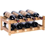 naravni leseni regal za vino, 2 nivoja, za 8 steklenic