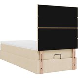 vidaXL Otomanski posteljni okvir z vzmetnico krem 90x190 cm blago, (21610070) | Shoptok.si