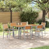  Vrtni set za objed 7 kom. Siva Čvrsto drvo akacije 160 x 80 x 75 cm | shoptok.hr