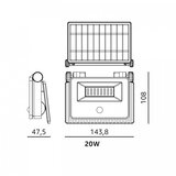  LED solarni reflektor sa senzorom NCS G2 LED/20W/3,7V 3000/4000/6500K IP54 2600 mAh | Eponuda.com