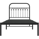  Metalni okvir za krevet s uzglavljem crni 90x200 cm | shoptok.hr