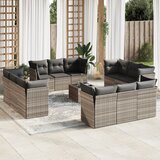 vidaXL 13-dijelni set vrtnih sofa poliratan s jastucima svijetlosivi Cijene