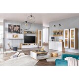 Mömax Viseča Vitrina Auris, Bela, Barva Hrasta | Shoptok.si