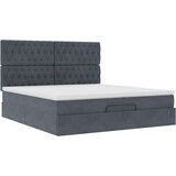 vidaXL Otomanski posteljni okvir z vzmetnicami siv 200x200cm žamet | Shoptok.si