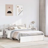 vidaXL Posteljni okvir z vzglavjem brez vzmetnice bel 140x190 cm | Shoptok.si
