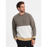 Ombre Men's OVERSIZE sweatshirt with contrasting color combination - khaki | Shoptok.si
