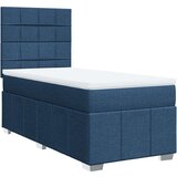 vidaXL Box spring postelja z vzmetnico modra 90x200 cm blago | Shoptok.si