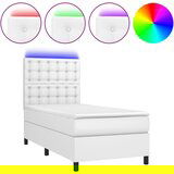 Maison Chic Box spring postelja - Vzmetna postelja z vzmetnico LED bel 90x190 cm umetno usnje SL15632, (21902674) | Shoptok.si