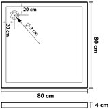 vidaXL Četvrtasta tuš-kada ABS bijela 80 x 80 cm | shoptok.hr
