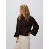 Reserved Pamučna bluza na vezanje - tamnosmeđe | shoptok.hr