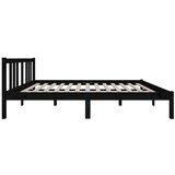  Posteljni okvir črn iz trdnega lesa 135x190 cm 4FT6, (20643154) | Shoptok.si