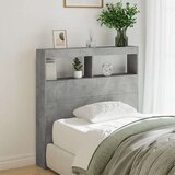 vidaXL Ormarić za uzglavlje LED svjetlima boja betona 100x17x102 cm | shoptok.hr