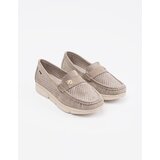 GOODIN Dark beige openwork loafers with a gold element | Shoptok.si