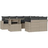 Maison Chic Seti vrtnega pohištva - Vrtna garnitura - Vrtni pohištvo set 9-delna z blazinami sv. siv poli ratan, (21805233) | Shoptok.si