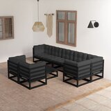 The Living Store Vrtna sedežna garnitura 9-delna z blazinami trdna borovina - Vrtna Sedežna Garnitura, (21469376) | Shoptok.si