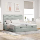 vidaXL Otomanski posteljni okvir z vzmetnicami siv 180x200cm žamet | Shoptok.si