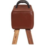 vidaXL Starinska telovadna klop z ročaji pravo kozje usnje | Shoptok.si