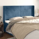  Vzglavje z ušesi temno modro 183x16x118/128 cm žamet | Shoptok.si