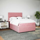  Krevet s oprugama i madracem ružičasti 140x190 cm baršunasti | shoptok.hr