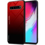 Cadorabo Ohišje, združljiv s Samsungom v rdeči barvi - črni - dvobarvni zaščitni pokrov iz silikona TPU in hrbta iz kaljenega stekla, (20571604) | Shoptok.si