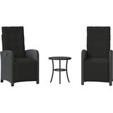  3-dijelni bistro set s jastucima crni od poliratana Crna | Shoptok.si