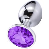 Sunfo metalni analni dildo s kamenom (srebrno-ljubičasti) | shoptok.hr