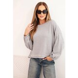 Kesi Włoski Women's sweatshirt with decorative finish at the bottom gray Cijene
