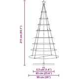 vidaXL božično stožčasto drevo z stojalom Črna 210 cm Jeklo | Shoptok.si