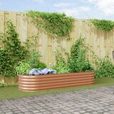 vidaXL Dvignjeno vrtnarsko ležišče rjave barve z lesnim izgledom 240x80x44 cm iz jekla | Shoptok.si
