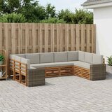  Sekcijska garnitura 9 pcs Prirodna i svjetlosiva Poliester | shoptok.hr