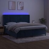  Box spring s madracem LED tamnoplavi 200x200 cm baršun | shoptok.hr
