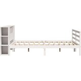 vidaXL Knjižna postelja brez vzmetnice bela 200x200 cm trdna borovina | Shoptok.si