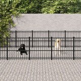  Zunanji pasji boks jeklo 16,94 m² - - črna - 83.2 - 582 x 291 x 100 cm - | Shoptok.si