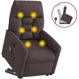  Masažni naslonjač na podizanje tamnosmeđi od tkanine | shoptok.hr