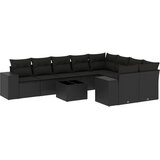  10-dijelni set vrtnih sofa s jastucima crni od poliratana | shoptok.hr