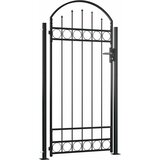  Vrata za ogradu ASSEN s lučnim vrhom i 2 stupa 105x170 cm crna | Eponuda.com