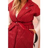 Kesi Włoski Women's Plus Size quilted vest with belt and collar brown | Shoptok.si