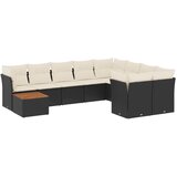  10-dijelni set vrtnih sofa s jastucima crni od poliratana | shoptok.hr