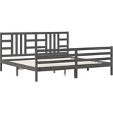  Okvir za krevet s uzglavljem sivi 200 x 200 cm od masivnog drva | shoptok.hr