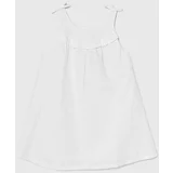 United Colors Of Benetton Otroška lanena obleka bela barva