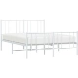 Metalni okvir kreveta uzglavlje i podnožje bijeli 150 x 200 cm | shoptok.hr