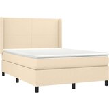  Box spring postelja z vzmetnico LED krem 140x190 cm blago, (20898979) | Shoptok.si