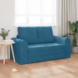 vidaXL Raztegljiv Kavč 2-v-1 Modri 148x71x83 cm Velvet | Shoptok.si