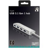 Deltaco USB 3.0 Hub s 4 USB-A Porta, Aluminijski, 0,3m, Srebrni | shoptok.hr