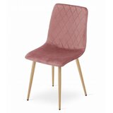  Stolica TURIN - Ružičasti Baršun / Drvene Noge | shoptok.hr