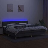  Box spring postelja z vzmetnico LED temno siva 200x200 cm blago, (20789705) | Shoptok.si