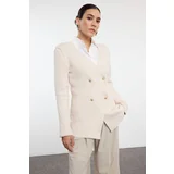 Trendyol Stone Double Breasted Coat Look Knitwear Cardigan