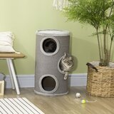 PawHut 3-stopenjska mačja koča s praskalnikom iz sisala in plišasto prevleko, Ø38x70 cm, svetlo siva, (20746044) | Shoptok.si