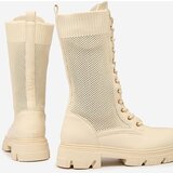 Resti Women's openwork cream lace-up boots Buhomias | shoptok.hr