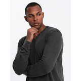 Ombre Washed men's pullover with a v-neck - black Cijene